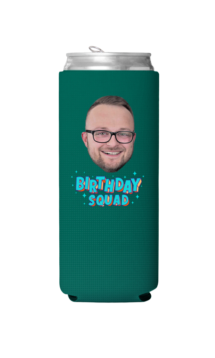 Custom Birthday Squad Blue Can Cooler