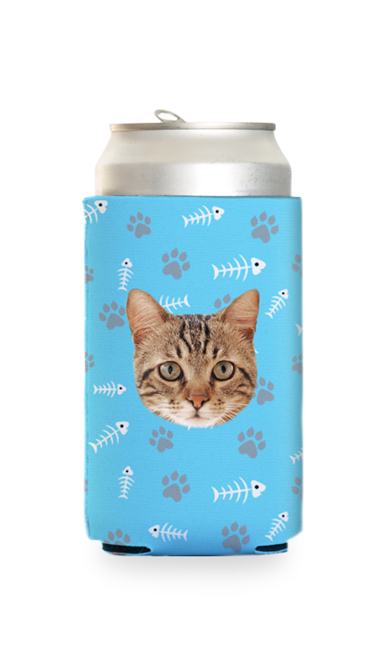 Custom Cat Bones & Paws Can Cooler