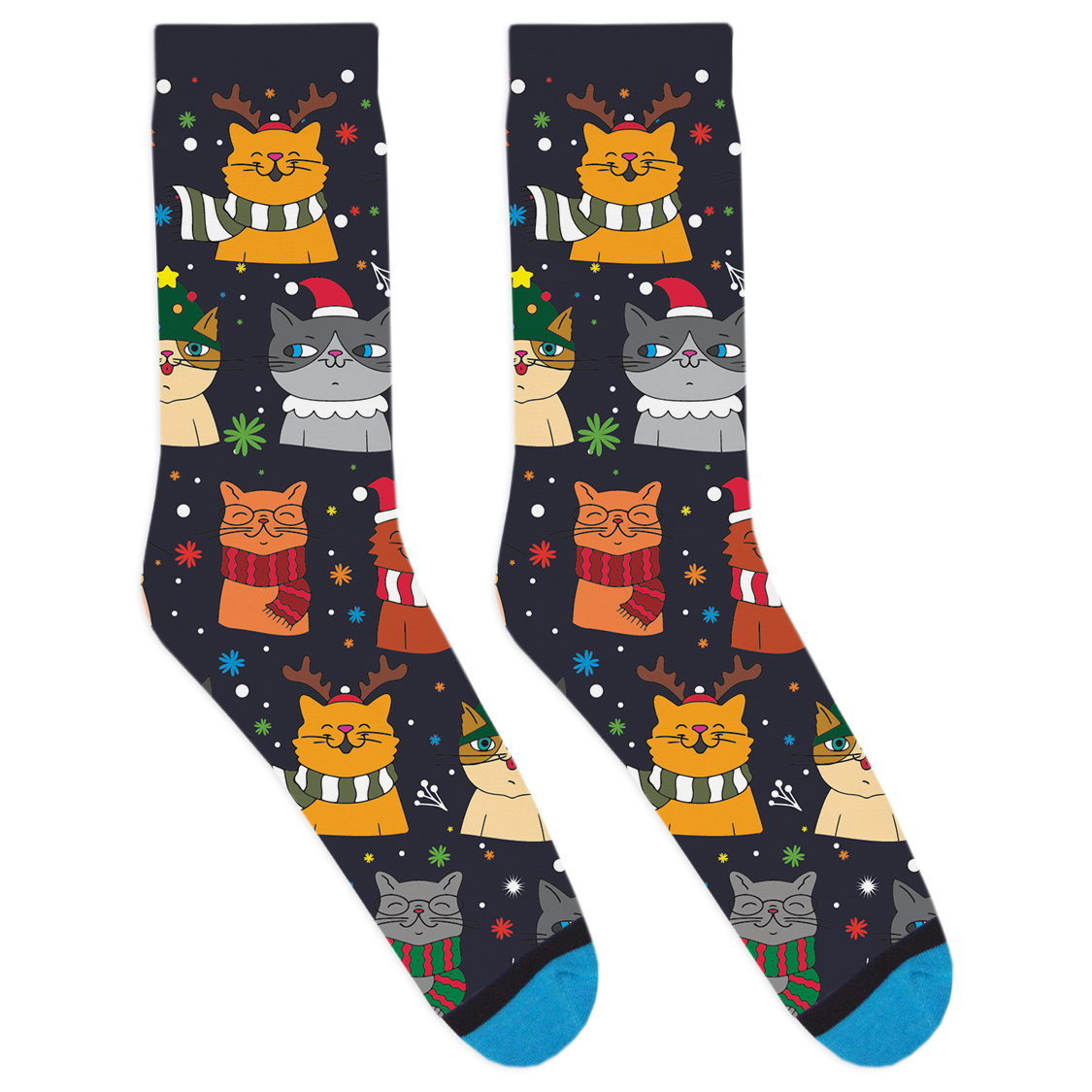 Cats with Christmas Hats Socks