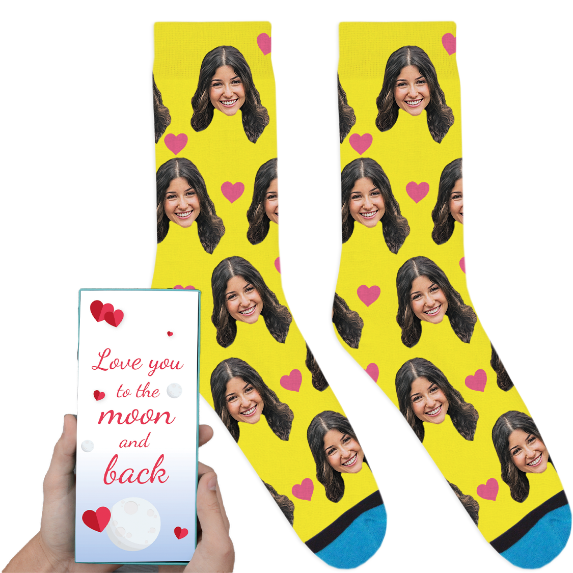 Custom Valentines Socks: Love You To The Moon And Back