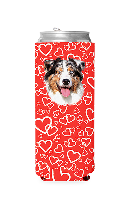 Custom Red Hearts Can Cooler