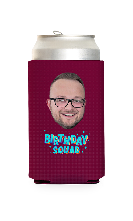 Custom Birthday Squad Blue Can Cooler