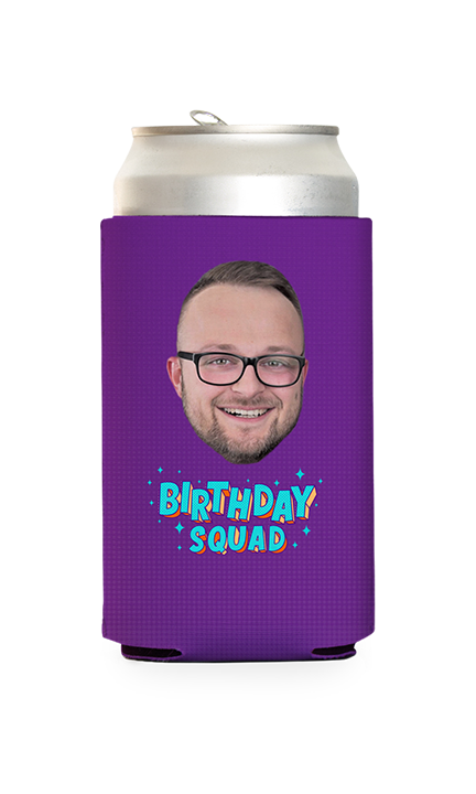 Custom Birthday Squad Blue Can Cooler