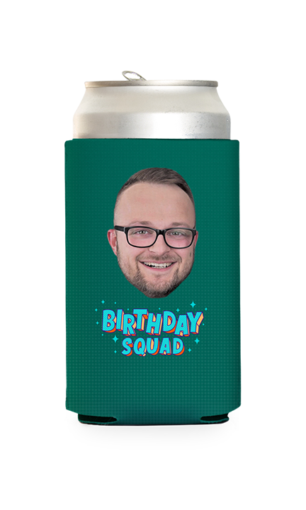 Custom Birthday Squad Blue Can Cooler