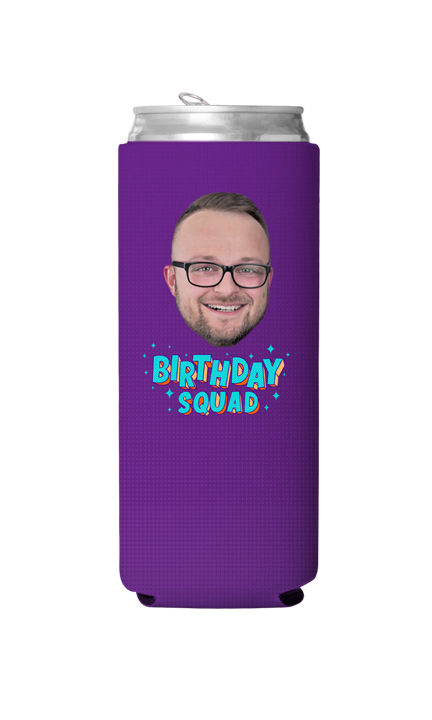 Custom Birthday Squad Blue Can Cooler