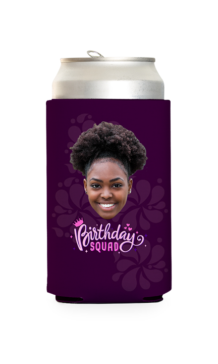 Custom Birthday Squad Pink Can Cooler