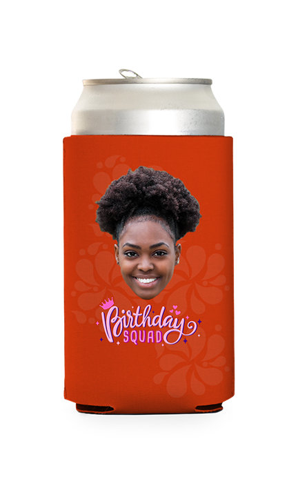 Custom Birthday Squad Pink Can Cooler