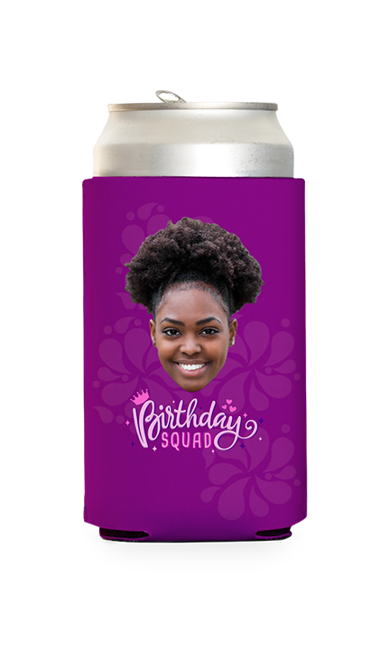Custom Birthday Squad Pink Can Cooler