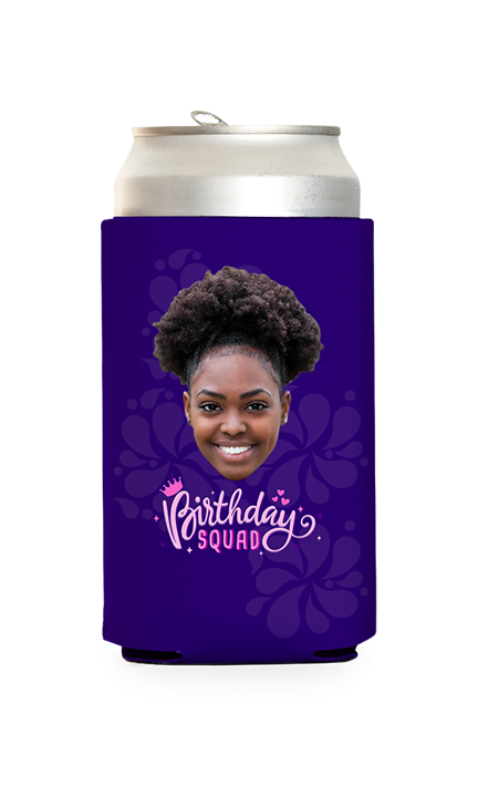 Custom Birthday Squad Pink Can Cooler