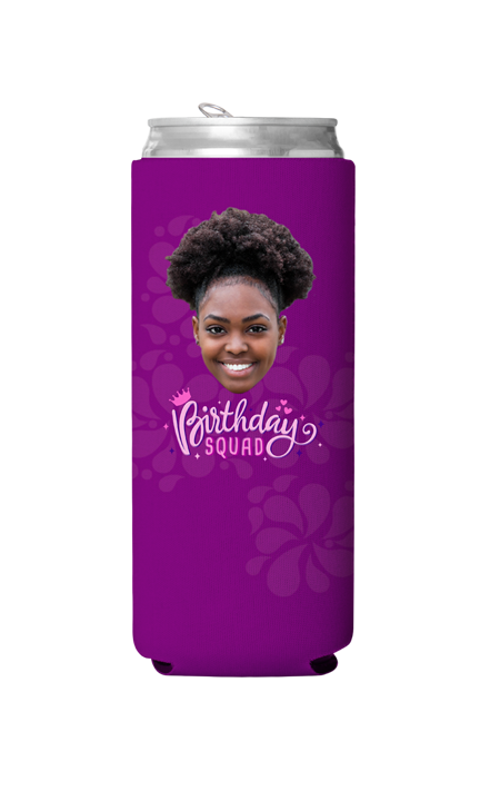 Custom Birthday Squad Pink Can Cooler