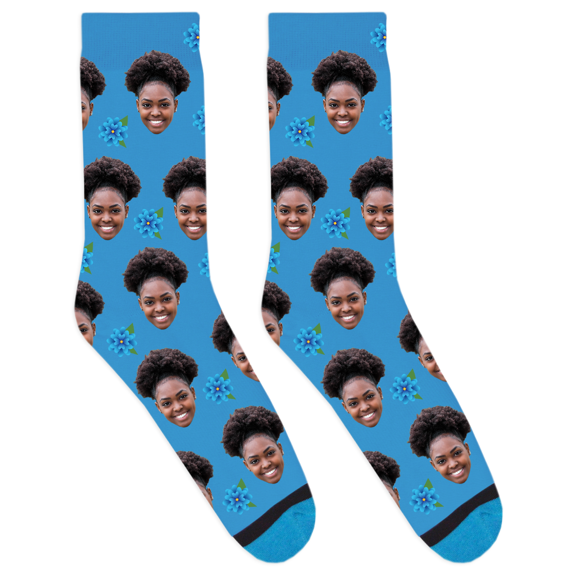 Custom Blue Flower Socks