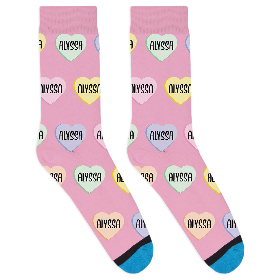 Custom Candy Heart Name Socks
