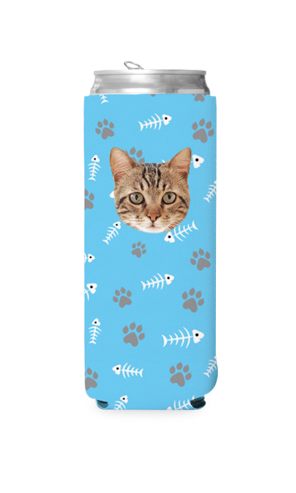 Custom Cat Bones & Paws Can Cooler