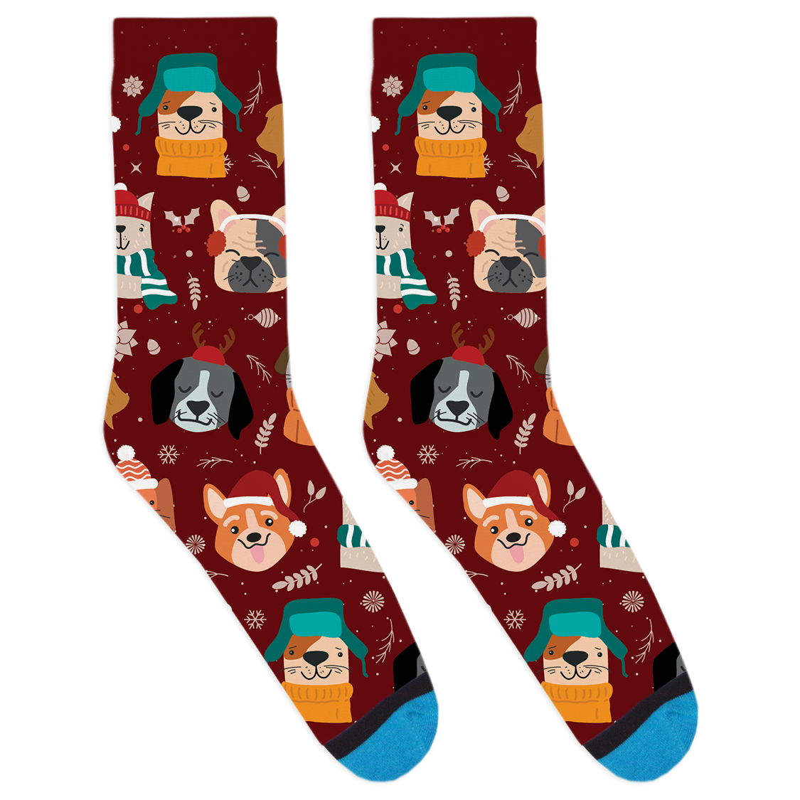 Dogs with Christmas Hats Socks