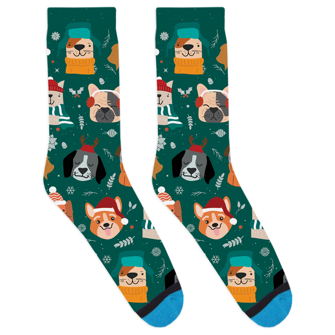 Dogs with Christmas Hats Socks