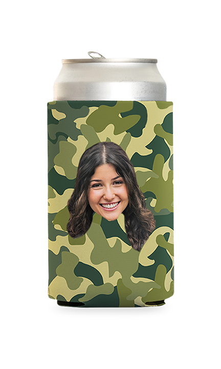 Custom Green Camo Can Cooler