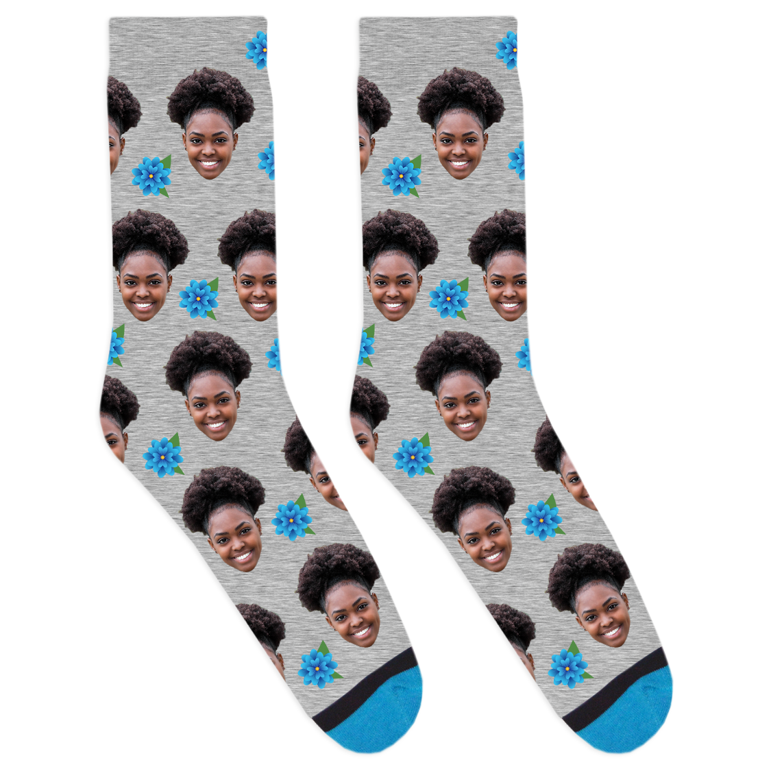 Custom Blue Flower Socks