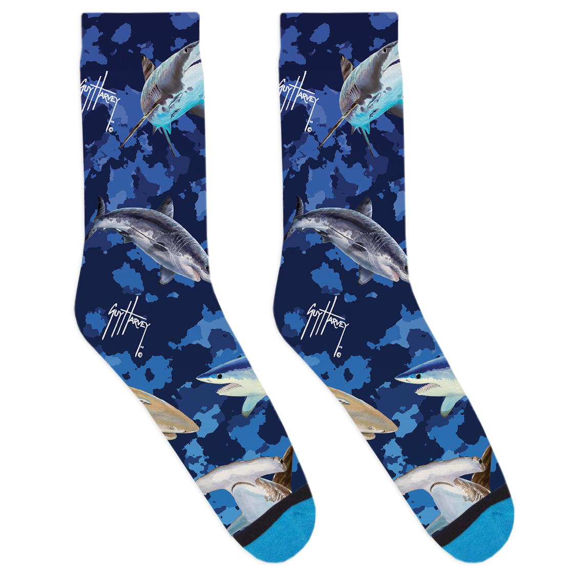 Guy Harvey Blue Camo Sharks Socks
