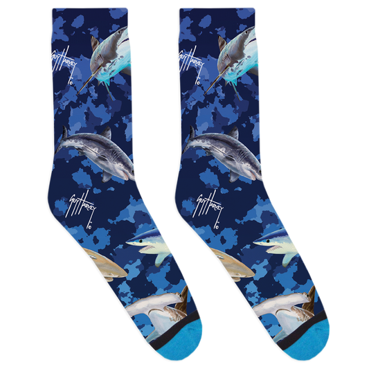 Guy Harvey Blue Camo Sharks Socks