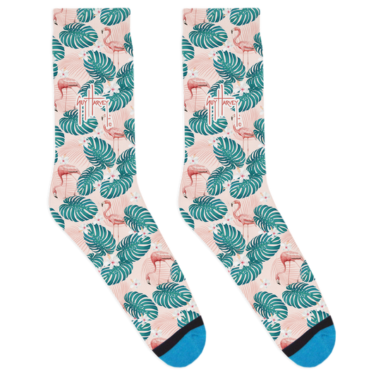 Guy Harvey Floral Flamingos Socks