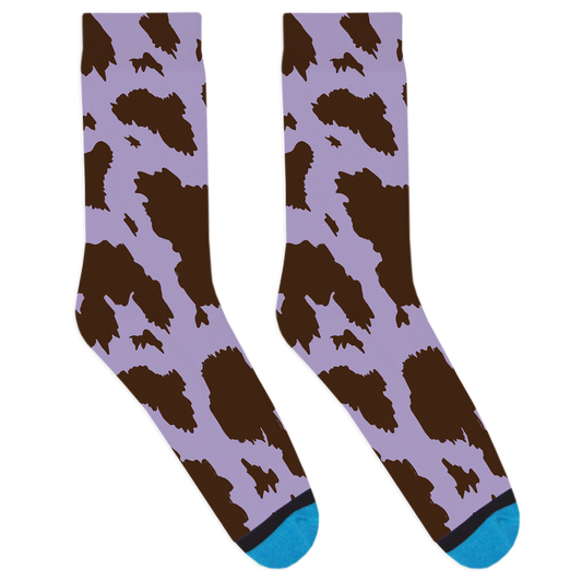 Lavender Cow Print Socks