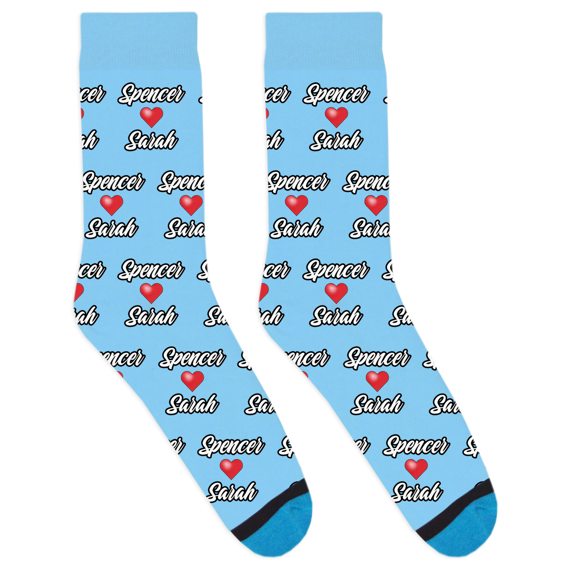 Custom Two Name Heart Socks