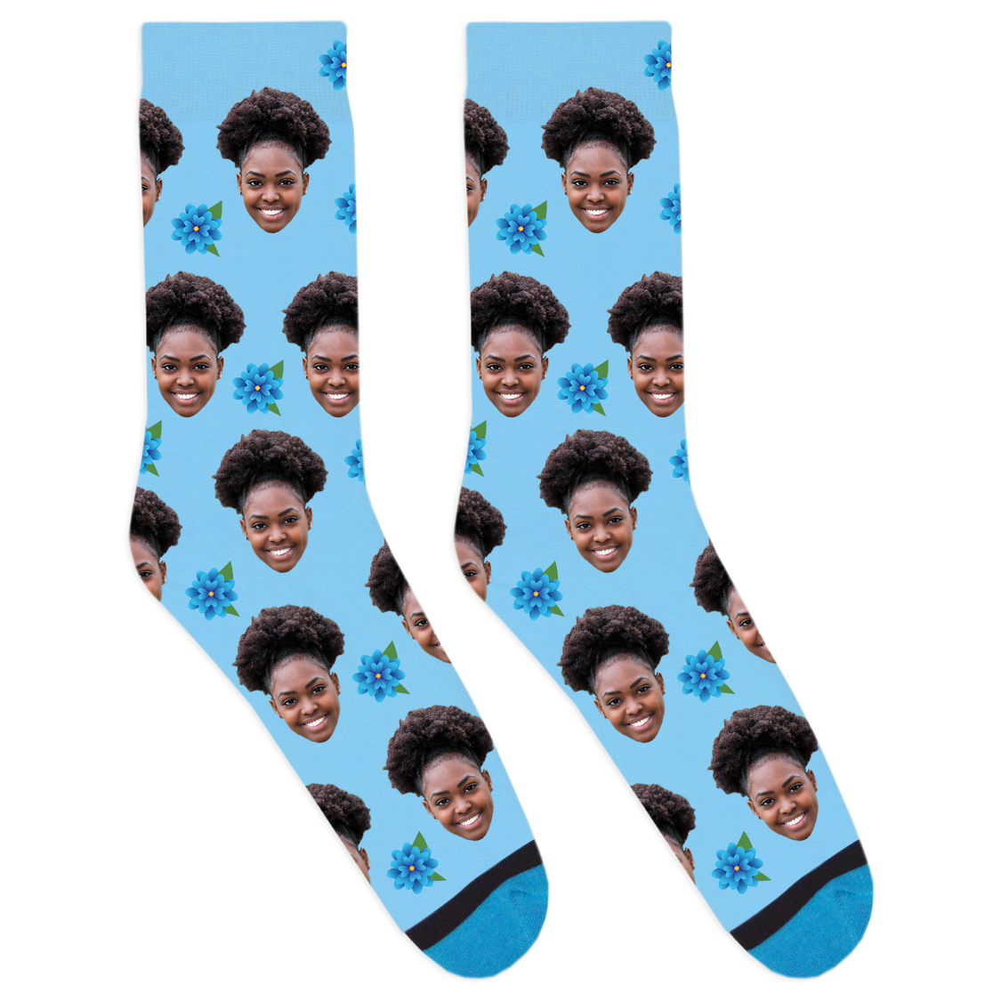 Custom Blue Flower Socks
