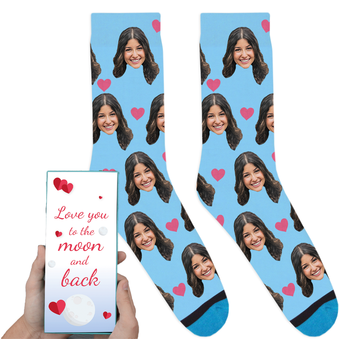 Custom Valentines Socks: Love You To The Moon And Back