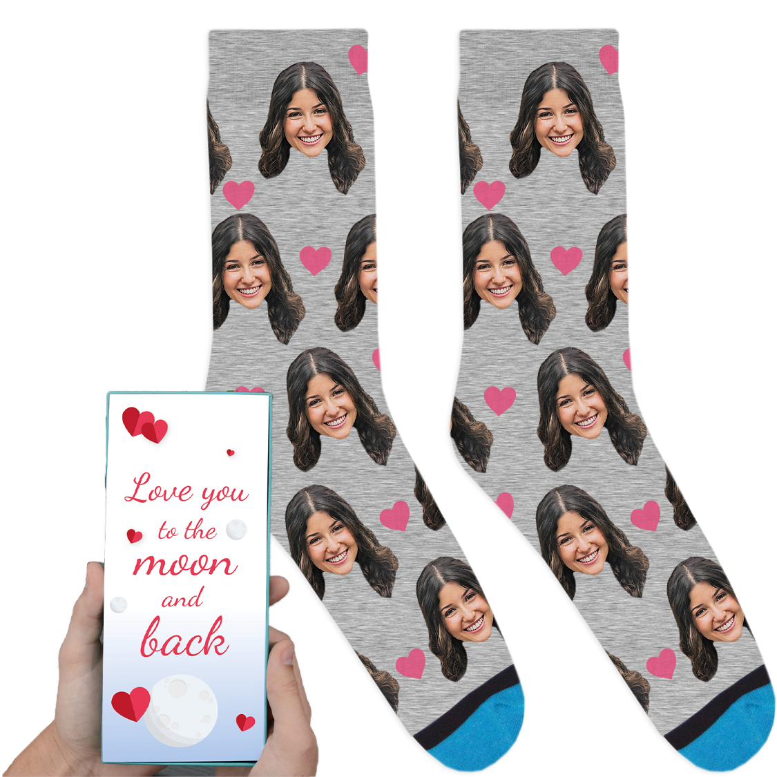 Custom Valentines Socks: Love You To The Moon And Back