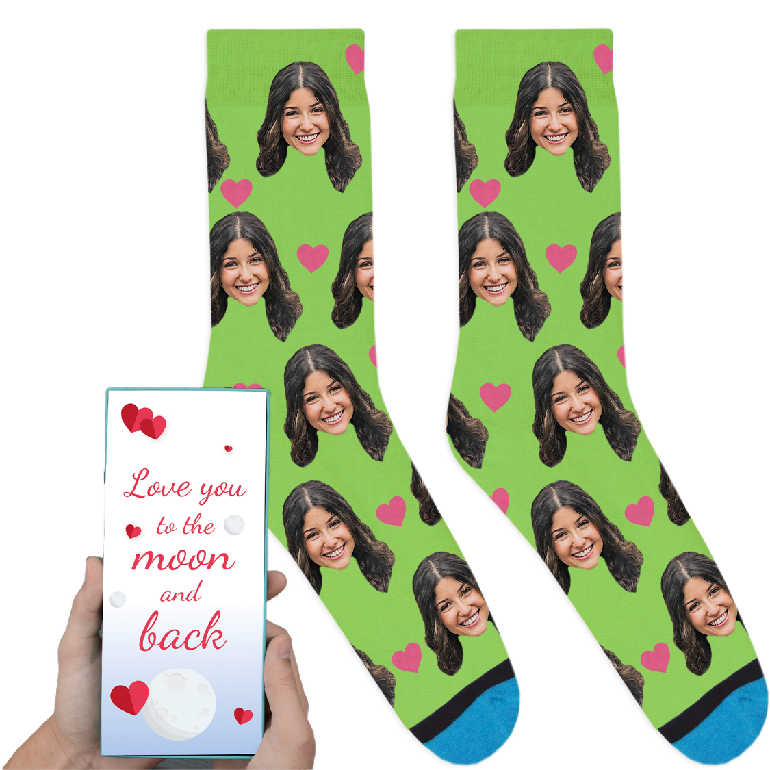 Custom Valentines Socks: Love You To The Moon And Back