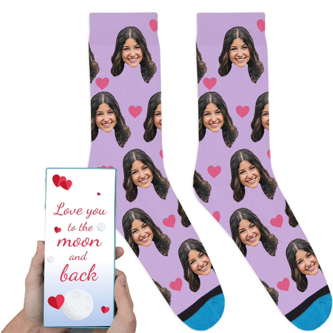 Custom Valentines Socks: Love You To The Moon And Back