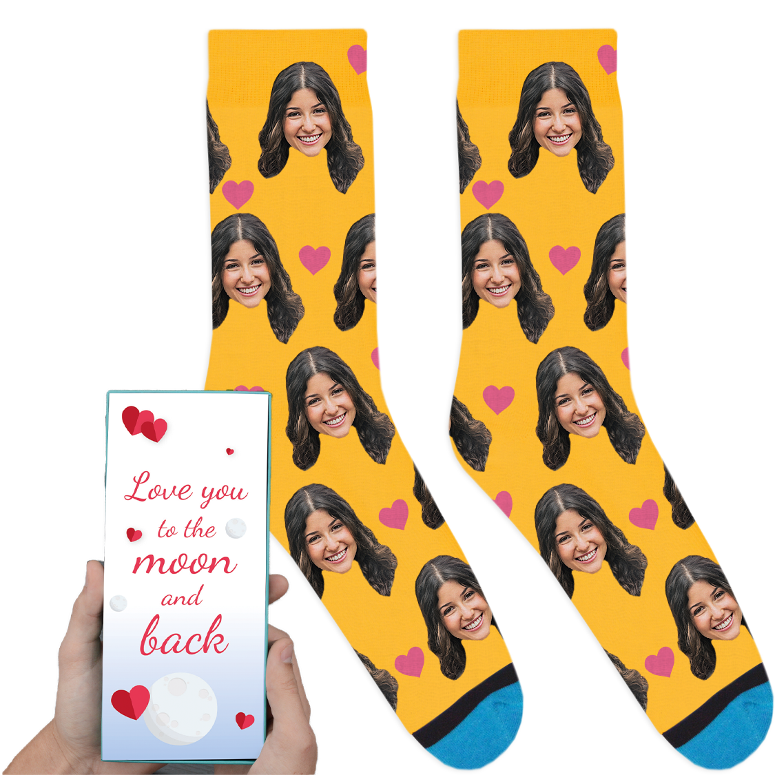 Custom Valentines Socks: Love You To The Moon And Back