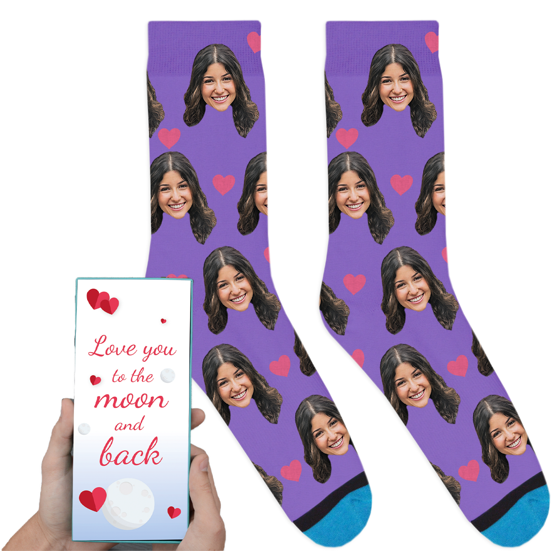 Custom Valentines Socks: Love You To The Moon And Back