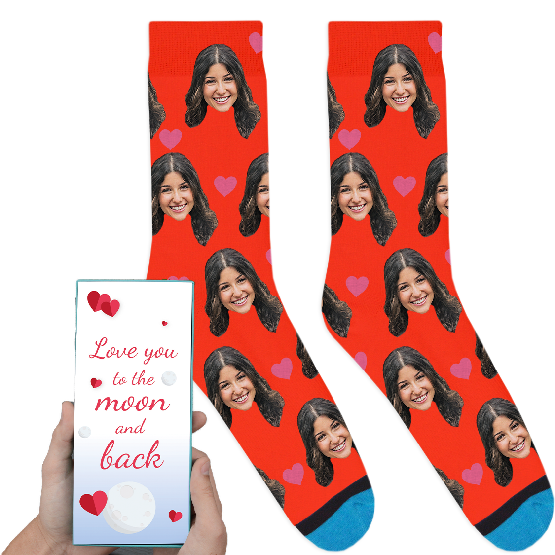 Custom Valentines Socks: Love You To The Moon And Back