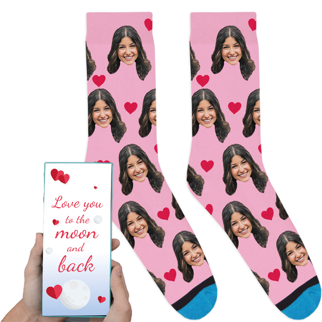 Custom Valentines Socks: Love You To The Moon And Back