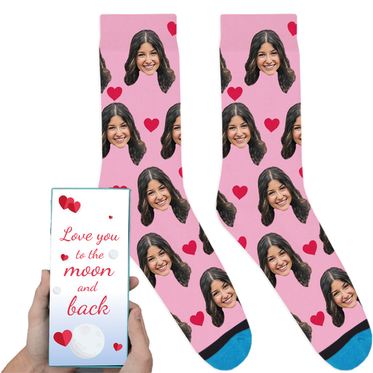 Custom Valentines Socks: Love You To The Moon And Back