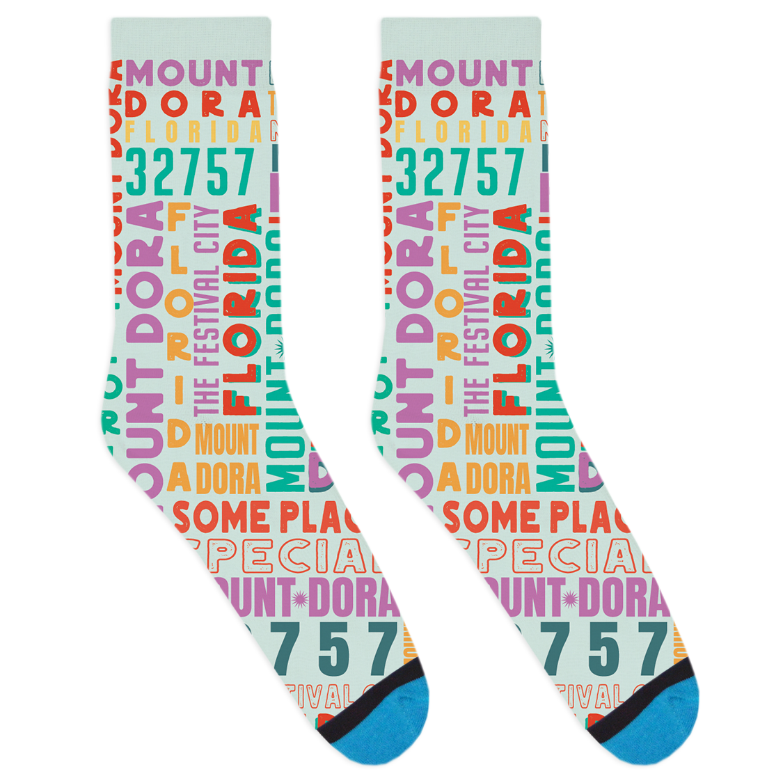 Mount Dora Text Socks
