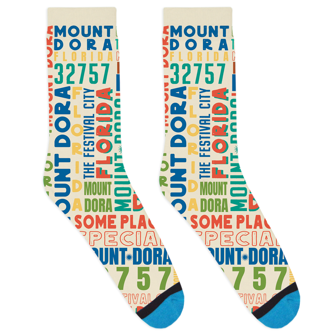 Mount Dora Text Socks