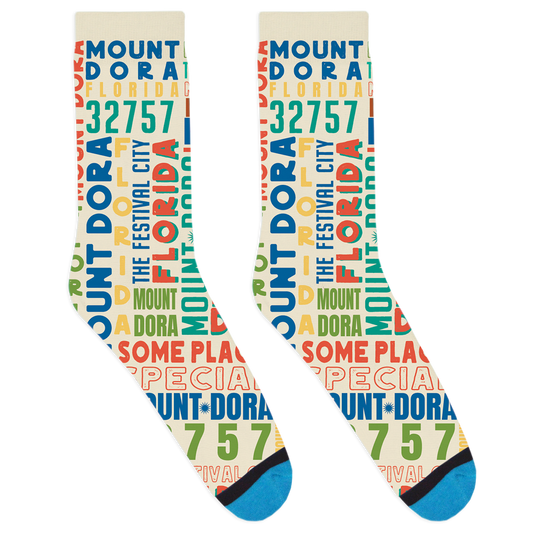 Mount Dora Text Socks