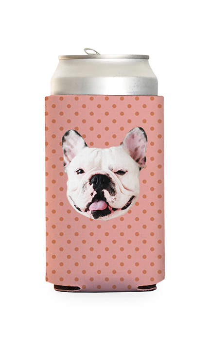 Custom Pink & Gold Polka Dots Can Cooler