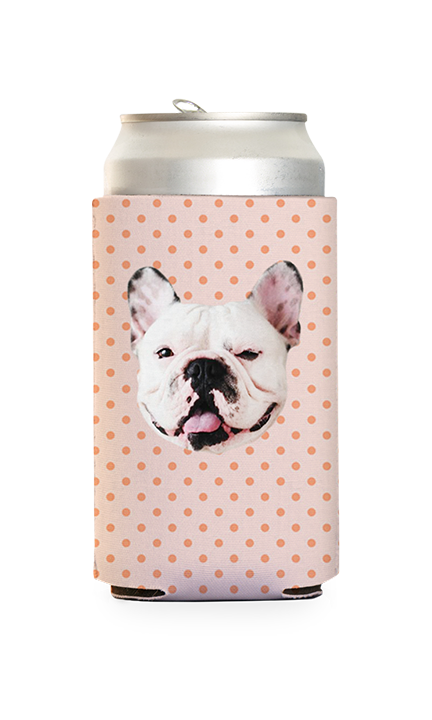 Custom Pink & Gold Polka Dots Can Cooler