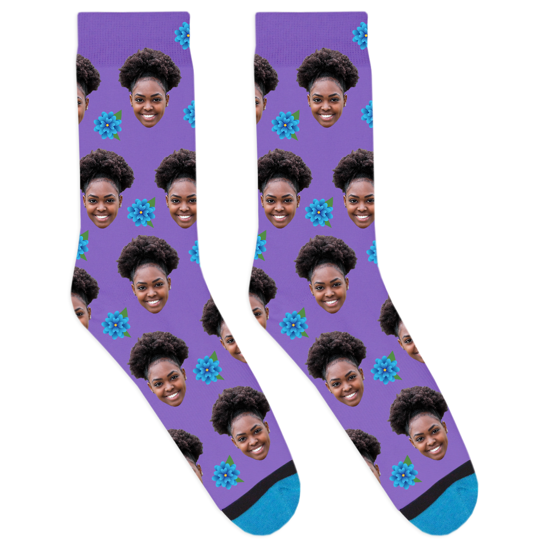 Custom Blue Flower Socks