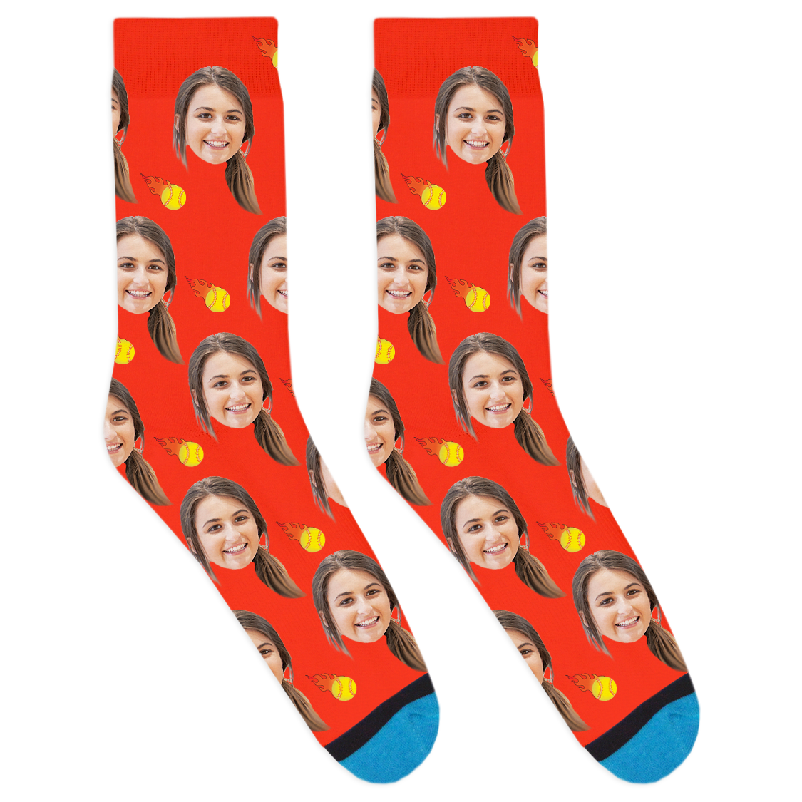 Custom Flaming Softball Socks