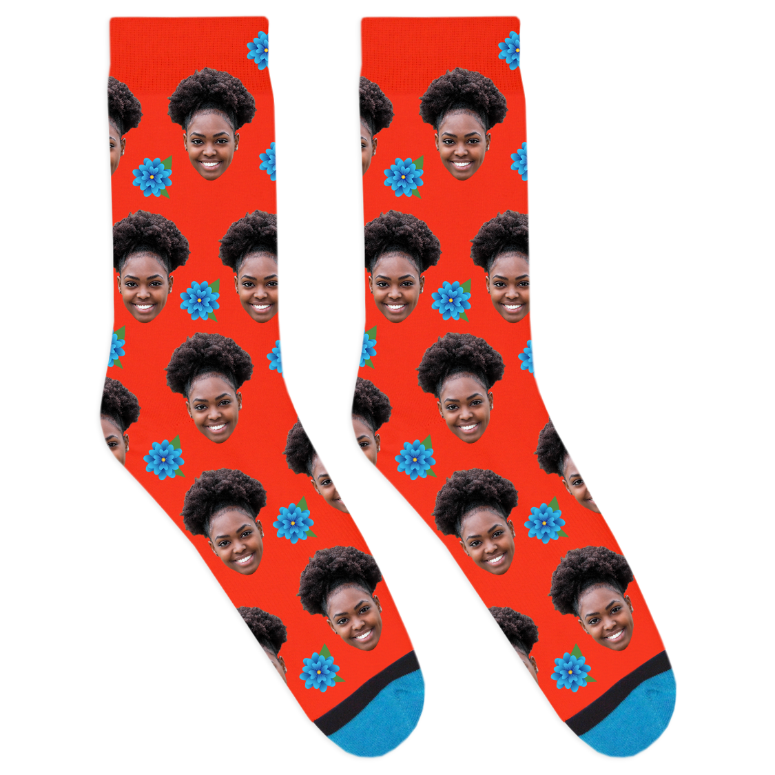 Custom Blue Flower Socks