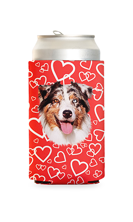 Custom Red Hearts Can Cooler