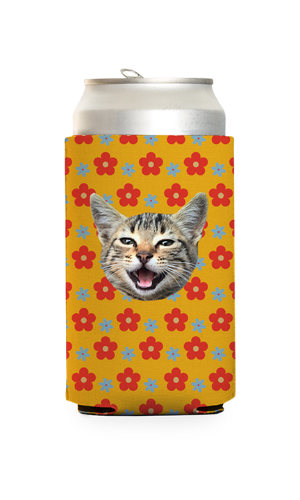 Custom Retro Flowers Can Cooler