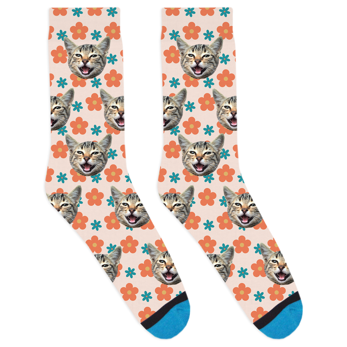 Custom Retro Flowers Socks