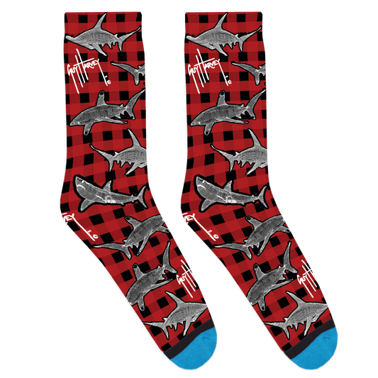 Guy Harvey Shark Plaid Socks
