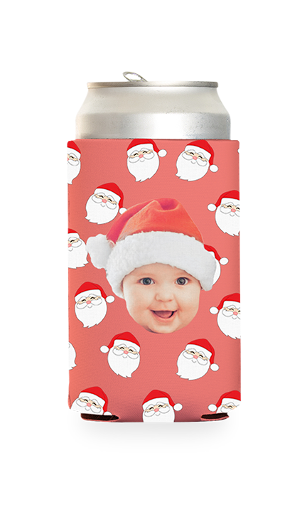 Custom Santa Pattern Can Cooler