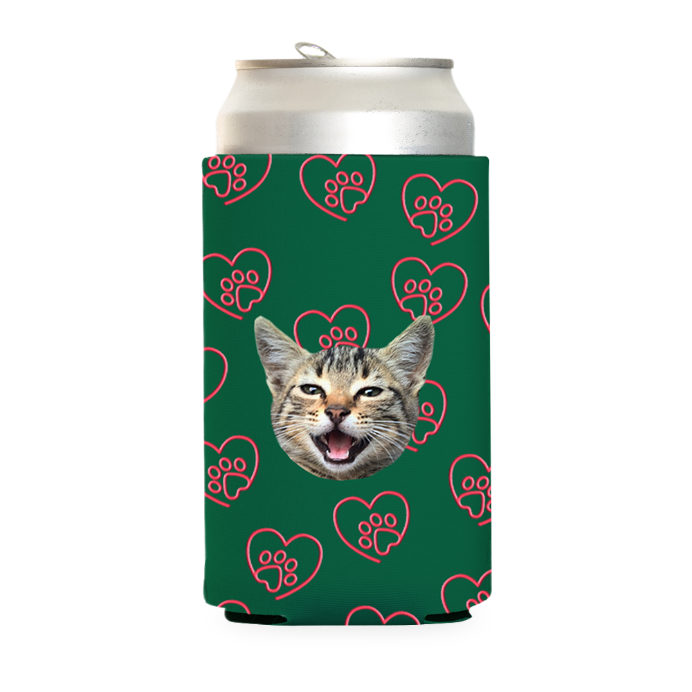 Custom Paw Heart Can Cooler